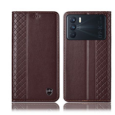 Custodia Portafoglio In Pelle Cover con Supporto H07P per Oppo K9 Pro 5G Marrone