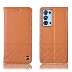 Custodia Portafoglio In Pelle Cover con Supporto H07P per Oppo Reno6 Pro 5G Arancione