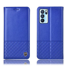 Custodia Portafoglio In Pelle Cover con Supporto H07P per Oppo Reno6 Pro 5G India Blu