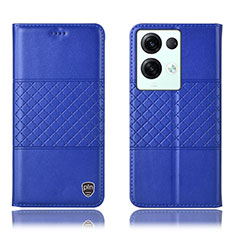 Custodia Portafoglio In Pelle Cover con Supporto H07P per Oppo Reno8 Pro 5G Blu
