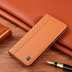 Custodia Portafoglio In Pelle Cover con Supporto H07P per Samsung Galaxy F02S SM-E025F Arancione