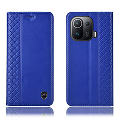 Custodia Portafoglio In Pelle Cover con Supporto H07P per Xiaomi Mi 11 Pro 5G Blu