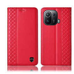 Custodia Portafoglio In Pelle Cover con Supporto H07P per Xiaomi Mi 11 Pro 5G Rosso