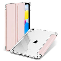 Custodia Portafoglio In Pelle Cover con Supporto H08 per Apple iPad 10.9 (2022) Oro Rosa