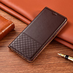 Custodia Portafoglio In Pelle Cover con Supporto H08 per Apple iPhone 13 Pro Max Marrone