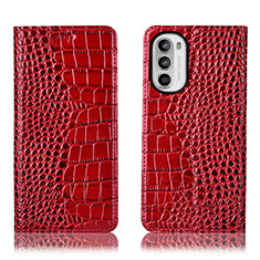 Custodia Portafoglio In Pelle Cover con Supporto H08P per Motorola Moto G71s 5G Rosso