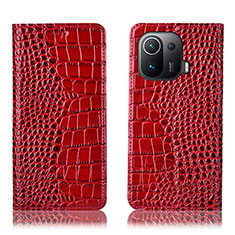 Custodia Portafoglio In Pelle Cover con Supporto H08P per Xiaomi Mi 11 Pro 5G Rosso