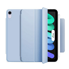 Custodia Portafoglio In Pelle Cover con Supporto H09 per Apple iPad Mini 6 Azzurro