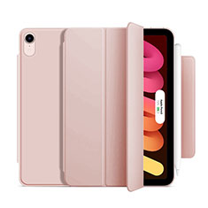 Custodia Portafoglio In Pelle Cover con Supporto H09 per Apple iPad Mini 6 Oro Rosa