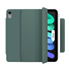 Custodia Portafoglio In Pelle Cover con Supporto H09 per Apple iPad Mini 6 Verde