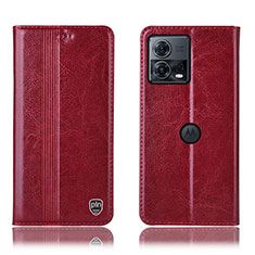 Custodia Portafoglio In Pelle Cover con Supporto H09P per Motorola Moto Edge 30 Fusion 5G Rosso