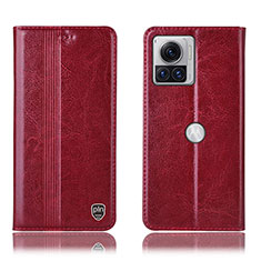 Custodia Portafoglio In Pelle Cover con Supporto H09P per Motorola Moto Edge X30 Pro 5G Rosso