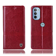 Custodia Portafoglio In Pelle Cover con Supporto H09P per Motorola Moto G41 Rosso