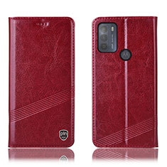 Custodia Portafoglio In Pelle Cover con Supporto H09P per Motorola Moto G50 Rosso