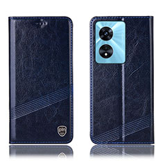 Custodia Portafoglio In Pelle Cover con Supporto H09P per Oppo A58 5G Blu