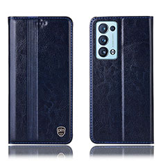 Custodia Portafoglio In Pelle Cover con Supporto H09P per Oppo Reno6 Pro+ Plus 5G Blu