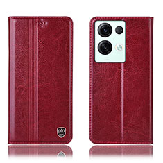 Custodia Portafoglio In Pelle Cover con Supporto H09P per Oppo Reno8 Pro 5G Rosso