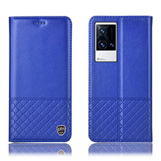 Custodia Portafoglio In Pelle Cover con Supporto H09P per Vivo iQOO 8 5G Blu