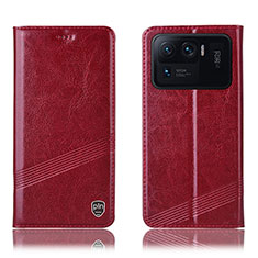 Custodia Portafoglio In Pelle Cover con Supporto H09P per Xiaomi Mi 11 Ultra 5G Rosso