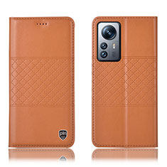 Custodia Portafoglio In Pelle Cover con Supporto H09P per Xiaomi Mi 12 5G Arancione