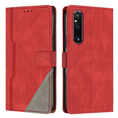 Custodia Portafoglio In Pelle Cover con Supporto H09X per Sony Xperia 1 V Rosso