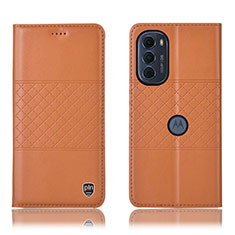 Custodia Portafoglio In Pelle Cover con Supporto H10P per Motorola Moto Edge (2022) 5G Arancione