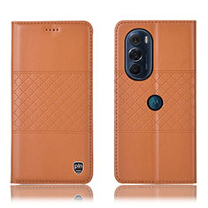 Custodia Portafoglio In Pelle Cover con Supporto H10P per Motorola Moto Edge 30 Pro 5G Arancione