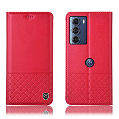 Custodia Portafoglio In Pelle Cover con Supporto H10P per Motorola Moto Edge S30 5G Rosso