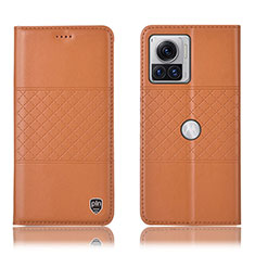 Custodia Portafoglio In Pelle Cover con Supporto H10P per Motorola Moto Edge X30 Pro 5G Arancione
