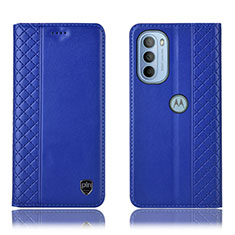 Custodia Portafoglio In Pelle Cover con Supporto H10P per Motorola Moto G31 Blu