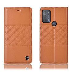 Custodia Portafoglio In Pelle Cover con Supporto H10P per Motorola Moto G50 Arancione