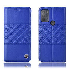 Custodia Portafoglio In Pelle Cover con Supporto H10P per Motorola Moto G50 Blu