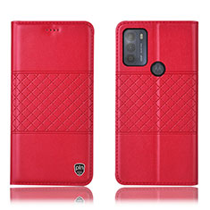 Custodia Portafoglio In Pelle Cover con Supporto H10P per Motorola Moto G50 Rosso