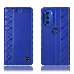 Custodia Portafoglio In Pelle Cover con Supporto H10P per Motorola Moto G51 5G Blu