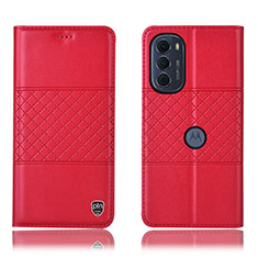 Custodia Portafoglio In Pelle Cover con Supporto H10P per Motorola MOTO G52 Rosso