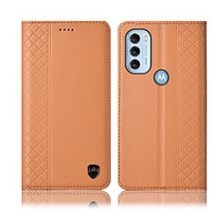 Custodia Portafoglio In Pelle Cover con Supporto H10P per Motorola Moto G71 5G Arancione