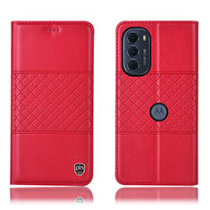 Custodia Portafoglio In Pelle Cover con Supporto H10P per Motorola Moto G71s 5G Rosso