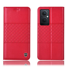 Custodia Portafoglio In Pelle Cover con Supporto H10P per OnePlus Nord N20 5G Rosso