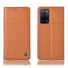 Custodia Portafoglio In Pelle Cover con Supporto H10P per Oppo A55 5G Arancione