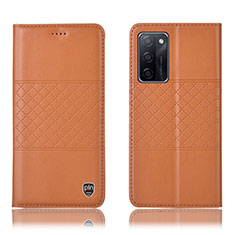 Custodia Portafoglio In Pelle Cover con Supporto H10P per Oppo A55S 5G Arancione