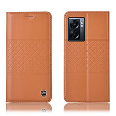 Custodia Portafoglio In Pelle Cover con Supporto H10P per Oppo A56S 5G Arancione