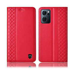 Custodia Portafoglio In Pelle Cover con Supporto H10P per Oppo Find X5 Lite 5G Rosso