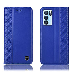 Custodia Portafoglio In Pelle Cover con Supporto H10P per Oppo Reno6 Pro 5G India Blu