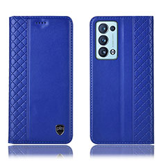 Custodia Portafoglio In Pelle Cover con Supporto H10P per Oppo Reno6 Pro+ Plus 5G Blu