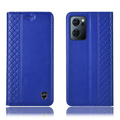 Custodia Portafoglio In Pelle Cover con Supporto H10P per Oppo Reno7 5G Blu