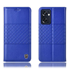 Custodia Portafoglio In Pelle Cover con Supporto H10P per Oppo Reno7 SE 5G Blu