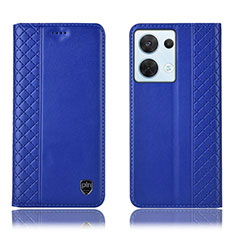 Custodia Portafoglio In Pelle Cover con Supporto H10P per Oppo Reno8 5G Blu