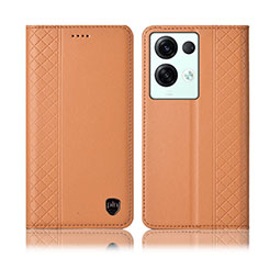 Custodia Portafoglio In Pelle Cover con Supporto H10P per Oppo Reno8 Pro 5G Arancione