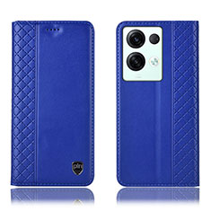 Custodia Portafoglio In Pelle Cover con Supporto H10P per Oppo Reno9 Pro+ Plus 5G Blu