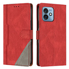 Custodia Portafoglio In Pelle Cover con Supporto H10X per Motorola Moto G 5G (2023) Rosso